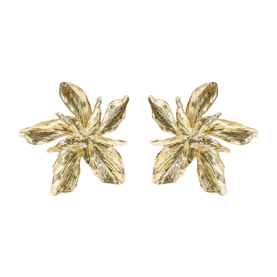 Rustic Floral Gold Earrings