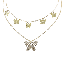 Load image into Gallery viewer, Gold Plated Rustic Butterfly Necklace
